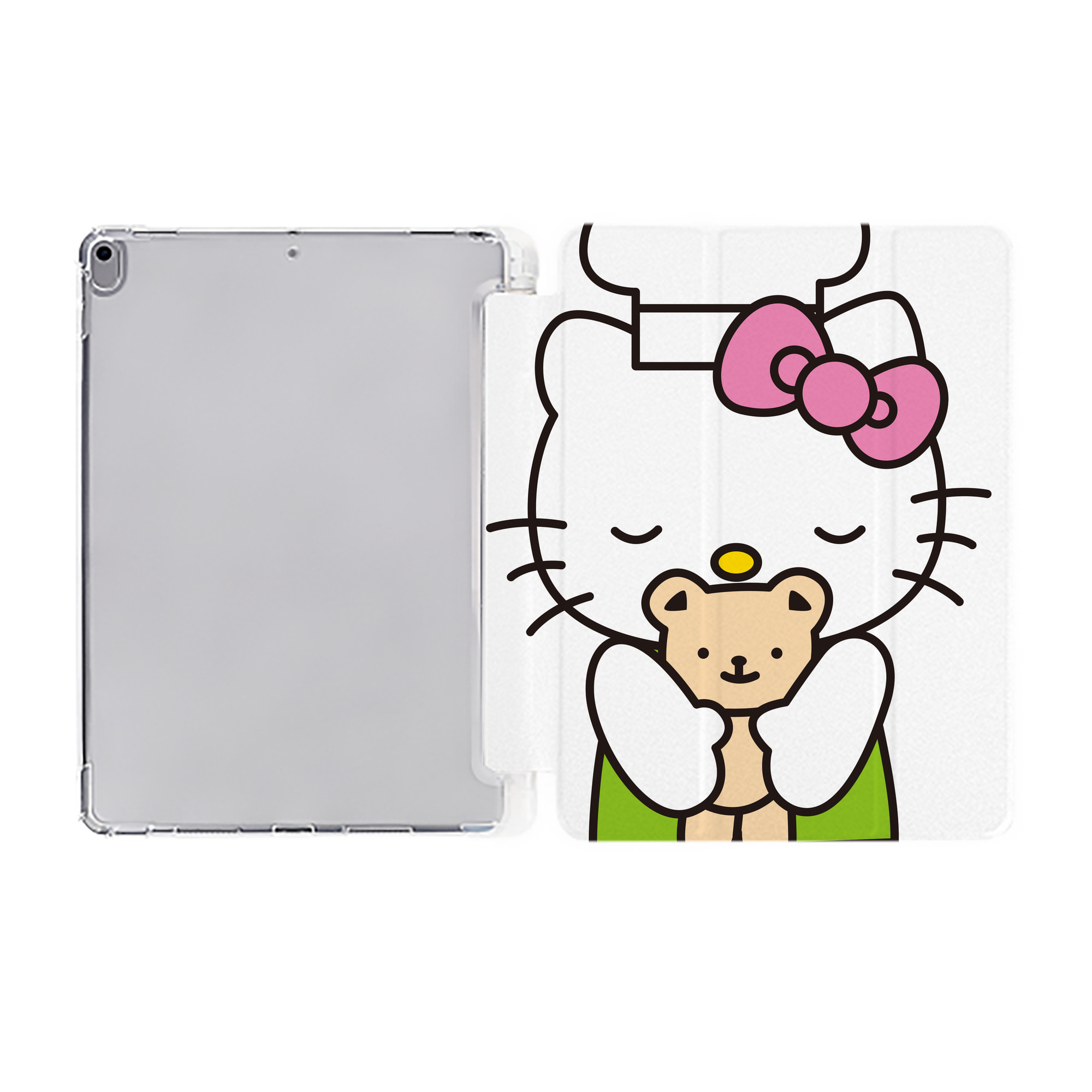 （画像用） Hello Kitty ハローキティ IPad ケース ペン収納付き 三つ折りスタンド PUレザー×シリコン 対応機種9.5/10.5/10.9インチ